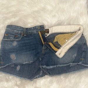 Blue Distressed Jean Shorts